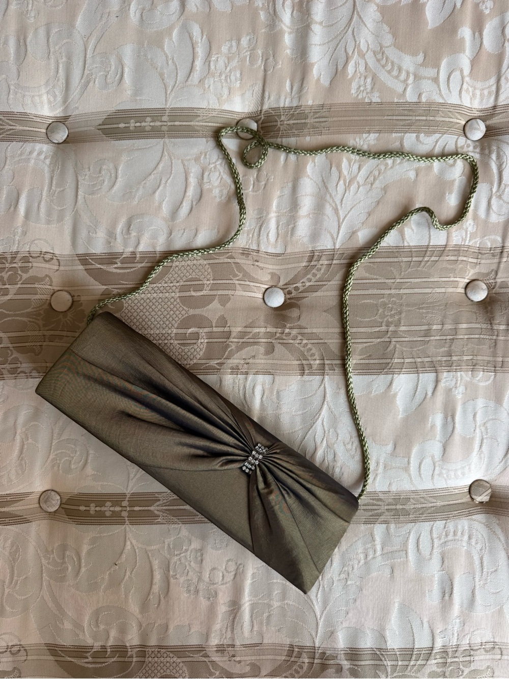 Elegant Olive Green Evening Clutch w optional strap